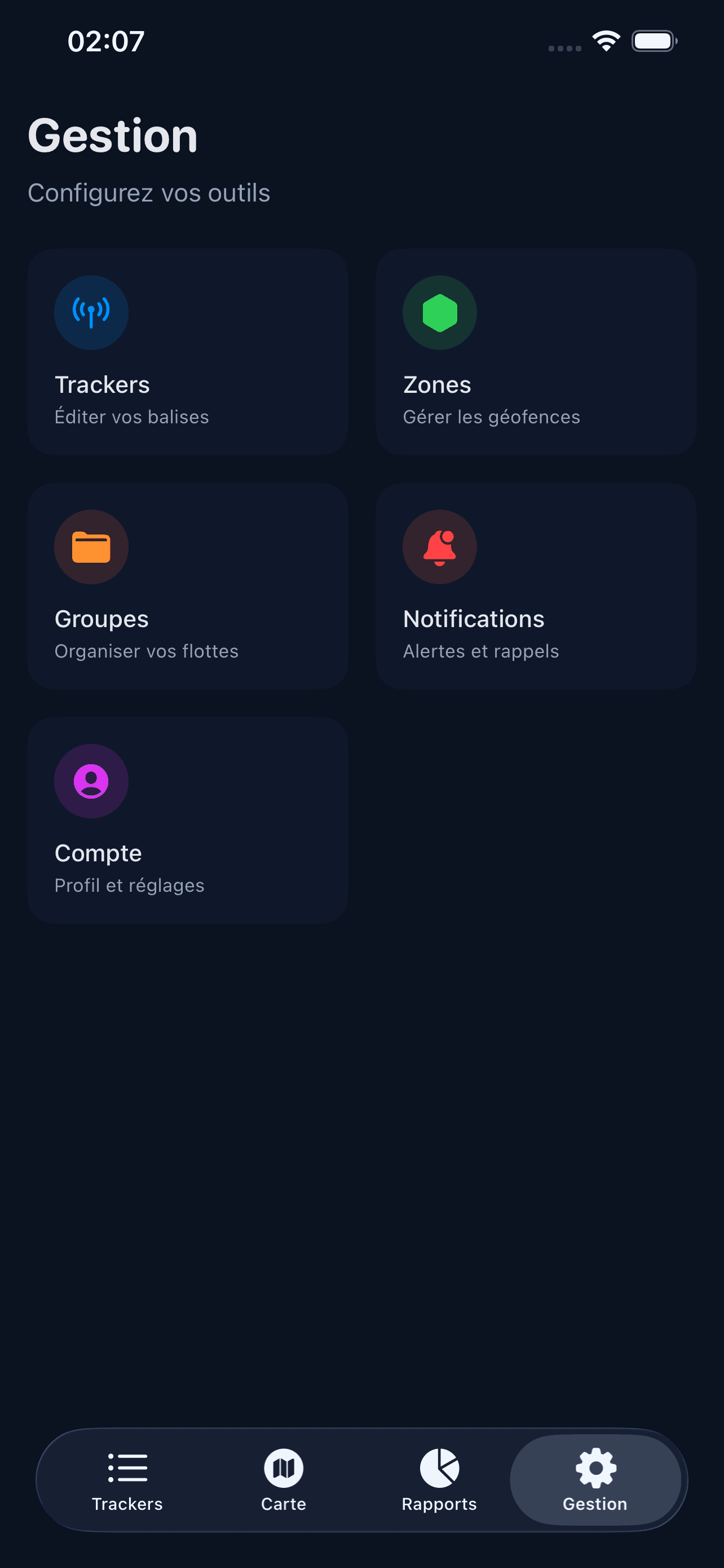 Interface application - Historique